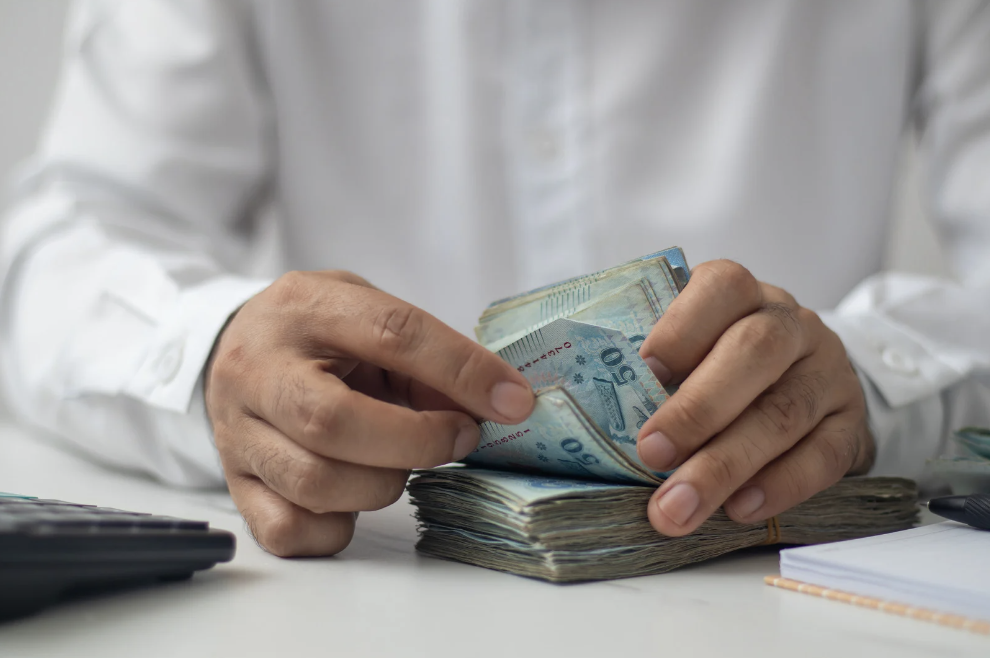 Man counting money